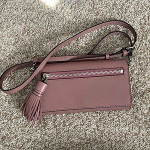 Elegant Pink Leather Crossbody Bag